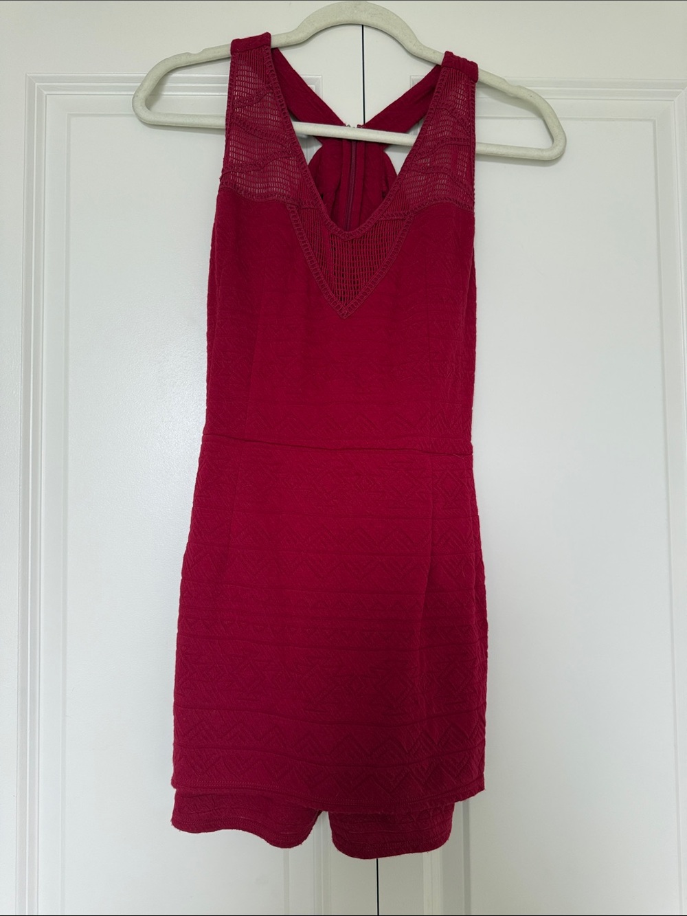 Free People Raspberry Red Knit Mini Dress/Jumpsuit (Built-In Shorts)